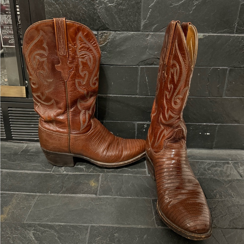 Lucchese Tan Leather Cowboy Boots